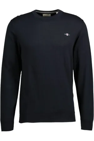 GANT Bluzy, Mężczyzna, Czarny, XL, Bawełna, Ponadczasowa bluza dresowa z okrągłym dekoltem z bawełny