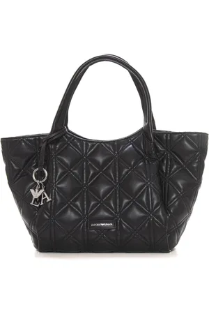 Emporio Armani Torebki, Kobieta, Czarny, ONE SIZE, Pikowana torba shopper z podwójnymi uchwytami