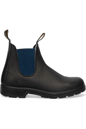Blundstone Buty, Kobieta, Czarny, 36 1/2 EU, Skóra, Czarne skórzane botki za kostkę z granatowymi elastycznymi wstawkami po bokach