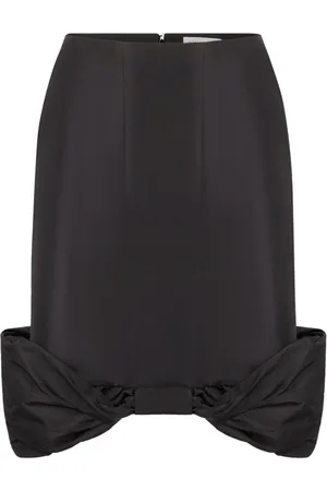Nina Ricci Spódnice, Kobieta, Czarny, M, Taftowa spódnica midi z baskinką i kokardą