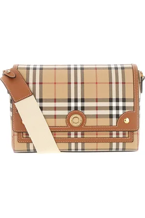 Burberry Torebki, Kobieta, Beżowy, ONE SIZE, Bawełna, Note Check Crossbody Bag