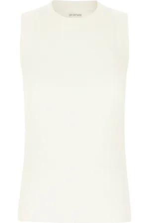 Sportmax Koszulki, Kobieta, Biały, S, Bawełna, Top bez rękawów