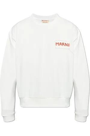 Marni Bluzy, Mężczyzna, Biały, L, Bawełna, Bluza z logo