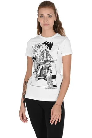 Moschino Koszulki, Kobieta, Biały, XS, Bawełna, Stylowy T-Shirt z Białej Bawełny