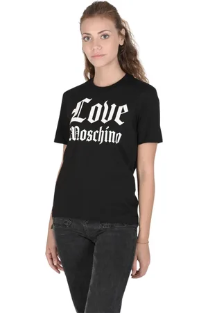 Moschino Koszulki, Kobieta, Czarny, L, Bawełna, Czarny bawełniany T-shirt
