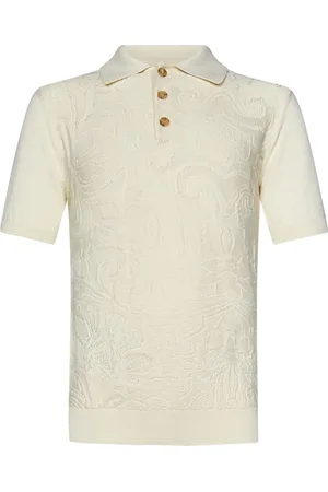 Etro Swetry, Mężczyzna, Biały, L, Bawełna, Bawełniana koszulka polo we wzór paisley