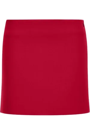 Roberto Cavalli Spódnice, Kobieta, Czerwony, XS, Logo Minispódniczka z wysokim stanem, dopasowany krój