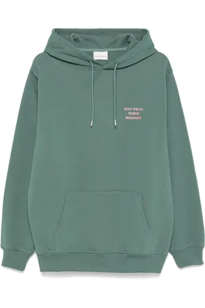 Drôle de Monsieur Bluzy, Mężczyzna, Zielony, S, Bawełna, Bluza z kapturem Slogan