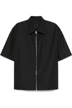 Givenchy Koszule, Mężczyzna, Czarny, L, Czarna Koszula z Zamkiem Krótkie Rękawy