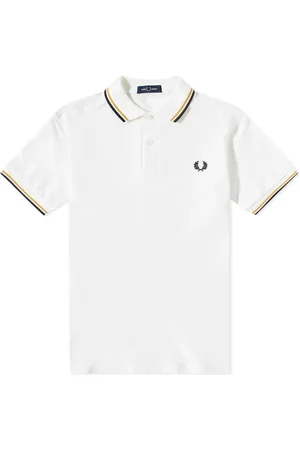 Fred Perry Koszulki, Mężczyzna, Biały, M, Bawełna, Polo Slim Fit z Podwójnym Paskiem