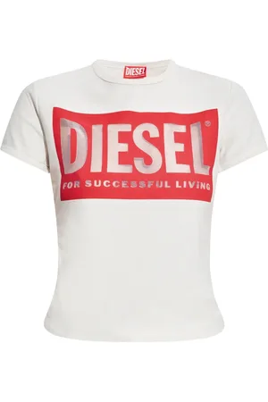 Diesel Koszulki, Kobieta, Biały, S, Bawełna, T-shirt T-malun z okrągłym dekoltem