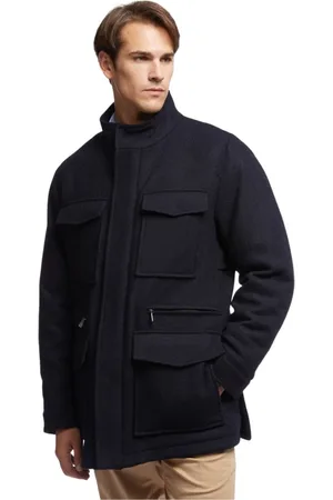 Brooks Brothers Płaszcze, Mężczyzna, Niebieski, M, Tweed, Harris Tweed Field Jacket