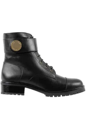 Emporio Armani Buty, Kobieta, Czarny, 36 EU, Skóra, Sznurowane botki na zamek ze skóry