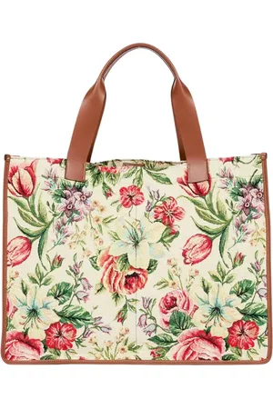 Maison Margiela Torebki, unisex, Biały, ONE SIZE, Bawełna, Torba na zakupy Floral Tapestry