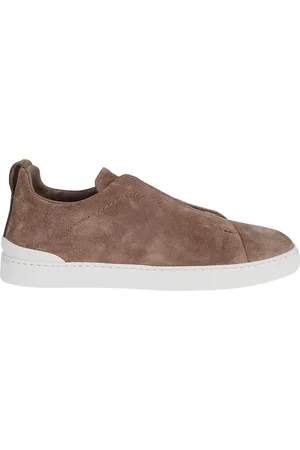 Ermenegildo Zegna Buty, Mężczyzna, brązowy, 42 EU, Zamsz, Sneakersy Triple Stitch Low-Top