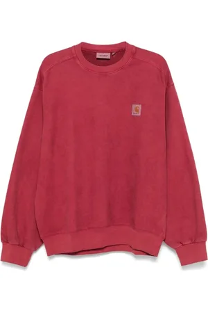 Carhartt Bluzy, Mężczyzna, Różowy, L, Bawełna, Różowa bluza dresowa z efektem znoszenia i naszywką z logo