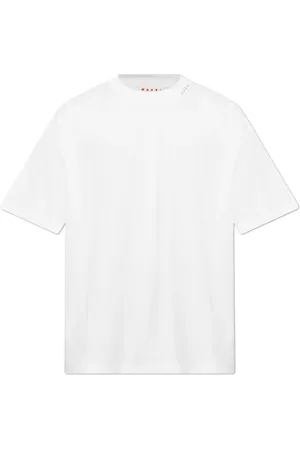 Marni Koszulki, Mężczyzna, Biały, S, Bawełna, T-shirt z haftowanym logo