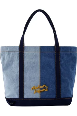 Maison Kitsuné Torebki, Kobieta, Wielobarwność, ONE SIZE, Bawełna, Torba Shopper Medium z Liskiem