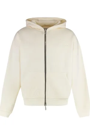 Rhude Bluzy, Mężczyzna, Biały, S, Bawełniany Bluza z Pełnym Zamkiem i Mankietami