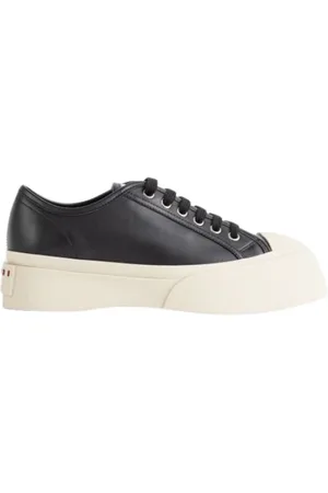Marni Buty, Kobieta, Czarny, 38 EU, Skóra, Czarne skórzane sneakersy sznurowane