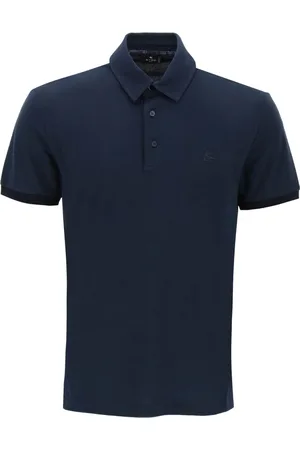 Etro Koszulki, Mężczyzna, Niebieski, L, Bawełna, Koszulka Polo z Logo Pegaza