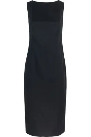 Max Mara Sukienki, Kobieta, Czarny, XL, Bawełna, Bawełniana sukienka bez rękawów z popeliny