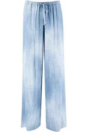 ERMANNO SCERVINO Spodnie, Kobieta, Niebieski, S, Spodnie Wiskozowe z Nadrukiem Vintage Jeansy