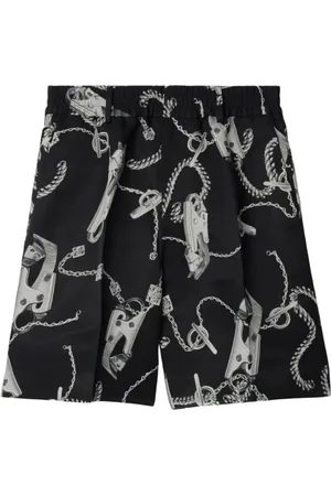 Burberry Szorty, Kobieta, Czarny, S, Czarne szorty z nadrukiem łańcucha