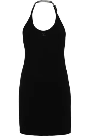 Courrèges Sukienki, Kobieta, Czarny, L, Bawełna, Elegancka Czarna Sukienka