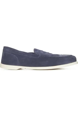 JOHN LOBB Buty, Mężczyzna, Niebieski, 42 EU, Zamsz, Niebieskie Zamszowe Buty Loafer