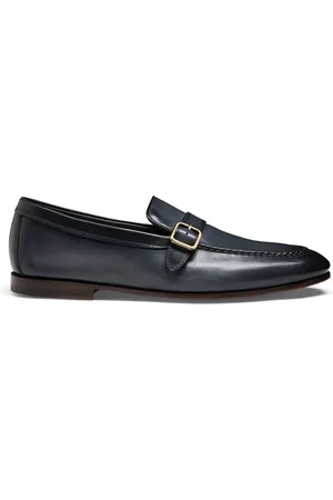 santoni Buty, Mężczyzna, Niebieski, 42 1/2 EU, Męskie mokasyny z pojedynczą sprzączką