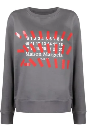 Maison Margiela Bluzy, Kobieta, Szary, S, Bluza z nadrukiem logo