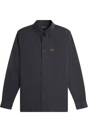 Fred Perry Koszule, Mężczyzna, Szary, M, Bawełna, Szara koszula zapinana na guziki