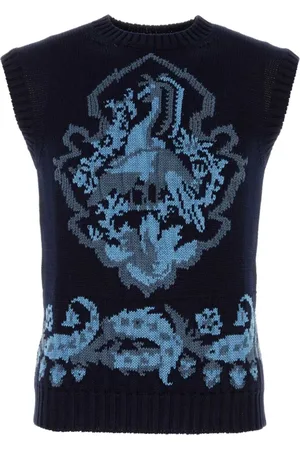 Etro Swetry, Mężczyzna, Niebieski, L, Bawełna, Stylowa granatowa kamizelka bawełniana