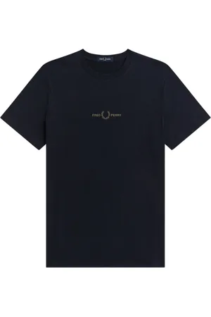Fred Perry Koszulki, Mężczyzna, Niebieski, M, Bawełna, Koszulka z haftowanym logo