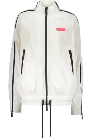 Dsquared2 Kurtki, Kobieta, Biały, 2XS, Bawełna, Bawełniana kurtka bomberka z prążkowanym kołnierzem