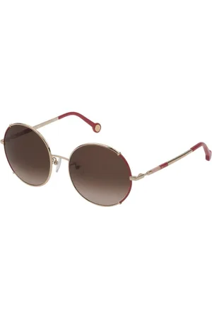Carolina Herrera Akcesoria, Kobieta, Różowy, ONE SIZE, Okulary przeciwsłoneczne w metalowej oprawie w kolorze różowego złota