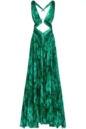 Roberto Cavalli Sukienki, Kobieta, Zielony, L, Zielona Sukienka z nadrukiem malachitu