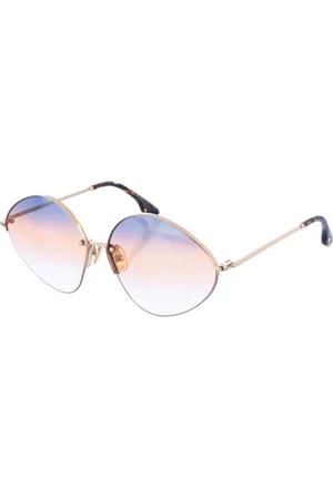 Victoria Beckham Akcesoria, Kobieta, Żółty, ONE SIZE, Okulary Przeciwsłoneczne z Metalową Oprawą Szare Ombre