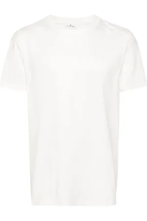 Courrèges Koszulki, Mężczyzna, Biały, M, Bawełna, Koszulka Crewneck z haftowanym logo