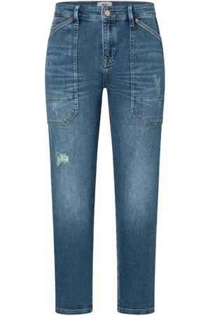 Mac Jeansy, Kobieta, Niebieski, 2XL, Bawełna, Stylowe Dżinsy Cropped