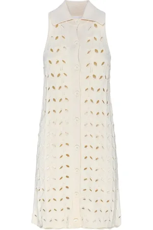 Sportmax Sukienki, Kobieta, Biały, M, Wełna, Dzianinowa sukienka