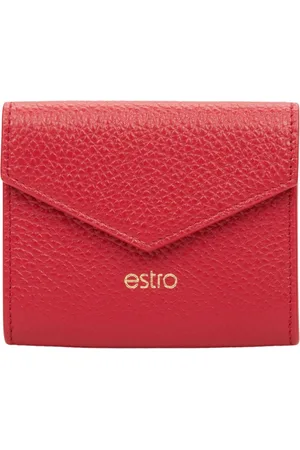 Estro Akcesoria, Kobieta, Czerwony, ONE SIZE, Skóra, Mały Czerwony Portfel