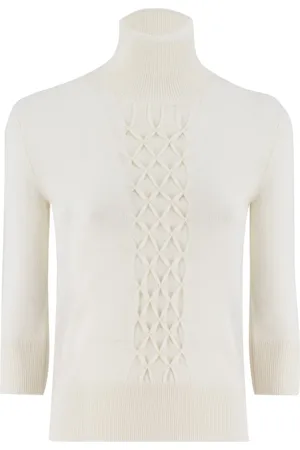 ERMANNO SCERVINO Swetry, Kobieta, Biały, L, Wełna, Wełniany golf