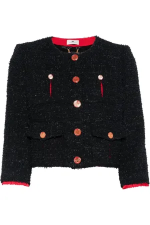 Elisabetta Franchi Kurtki, Kobieta, Czarny, L, Tweed, Żakiet Tweedowy