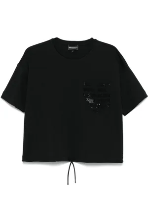 Emporio Armani Koszulki, Kobieta, Czarny, L, Czarne T-shirty i Pola z Kieszenią
