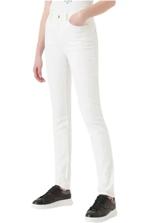 Emporio Armani Jeansy, Kobieta, Biały, W28, Bawełna, Slim J18 Bawełniane Jeansyy z Wysokim Stanem