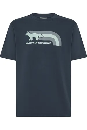 Maison Kitsuné Koszulki, Mężczyzna, Niebieski, XS, Bawełna, Flash Fox Comfort T-Shirt