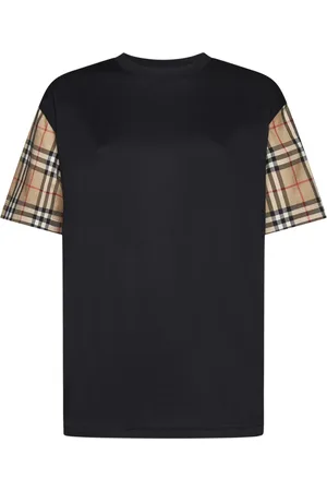 Burberry Koszulki, Kobieta, Czarny, S, Bawełna, Bawełniana bluzka bez rękawów w kratę