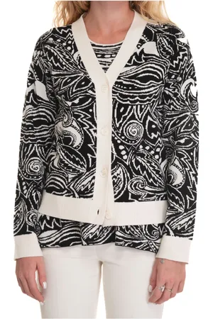 Max Mara Swetry, Kobieta, Czarny, S, Poliester, Fantazyjny kardigan z prążkami